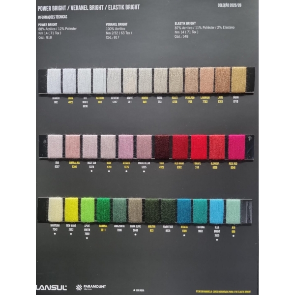 Elastik Bright 87% Acrílico 11% Poliéster 2% Elastano