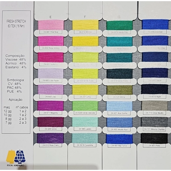 Linha Fresh Stretch 48% Viscose 48% Acrílico 4% Eslastano